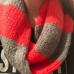 Neon Pink and Gray infinity scarf